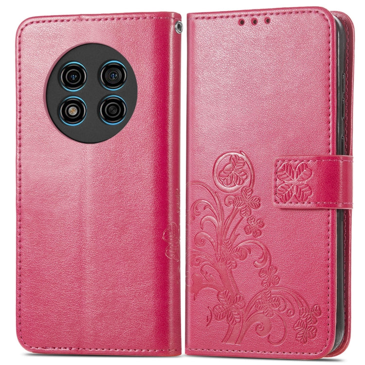 For Ulefone Note 15 Four-leaf Clasp Embossed Buckle Leather Phone Case(Red)