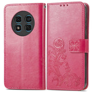 For Ulefone Note 15 Four-leaf Clasp Embossed Buckle Leather Phone Case(Red)