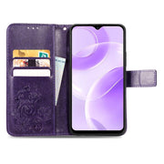 For Ulefone Note 15 Four-leaf Clasp Embossed Buckle Leather Phone Case(Purple)