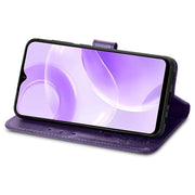 For Ulefone Note 15 Four-leaf Clasp Embossed Buckle Leather Phone Case(Purple)