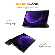 For Samsung Galaxy Tab S9 FE ENKAY Tri-fold Custer Texture Leather Smart Tablet Case(Dark Blue)