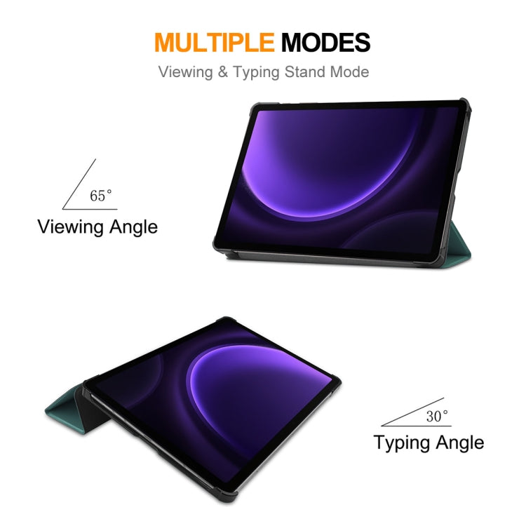 For Samsung Galaxy Tab S9 FE ENKAY Tri-fold Custer Texture Leather Smart Tablet Case(White)