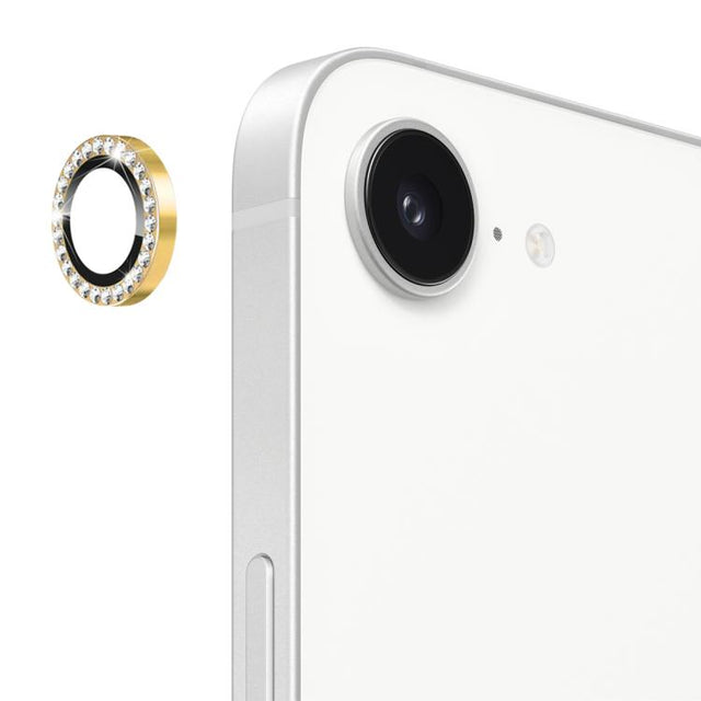 For iPhone 16e ENKAY AR Anti-reflection Individual Diamond Ring Camera Lens Glass Full Film(Golden)