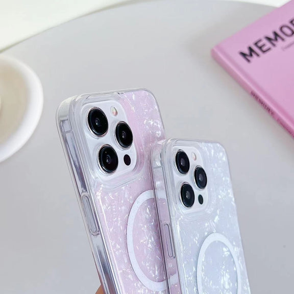 For iPhone 15 Shell Texture MagSafe TPU Phone Case(Dazzling)