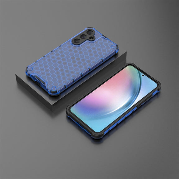 For Samsung Galaxy A55 Shockproof Honeycomb Phone Case(Blue)