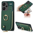 Xiaomi Redmi Note 13 Pro+ Cross Leather Ring Vertical Zipper Wallet Back Phone Case(Green) - Note 13 Pro+ Cases by PMC TechLife | Online Shopping South Africa | PMC TechLife