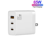 GAN 65W PD45W Dual Type-C+QC3.0 USB Multi Compatible Laptop Adapter AU + US Plug White