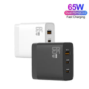 GAN 65W PD45W Dual Type-C+QC3.0 USB Multi Compatible Laptop Adapter EU + US Plug White