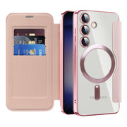 For Samsung Galaxy S25 5G Shield MagSafe RFID Anti-theft Leather Phone Case(Pink)
