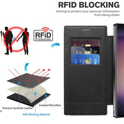 For Samsung Galaxy S25 Ultra 5G Shield MagSafe RFID Anti-theft Leather Phone Case(Black)