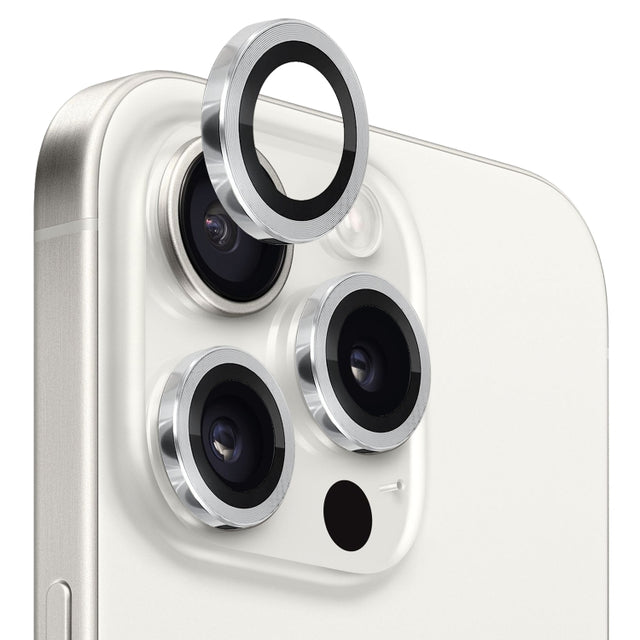 For iPhone 15 Pro / 15 Pro Max NORTHJO Camera Lens Protector Tempered Glass CD Vein Metal Ring Film(Silver)