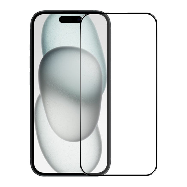For iPhone 15 Plus NORTHJO A++ Screen Protector Full Glue Silk Printing Tempered Glass Film(Black)
