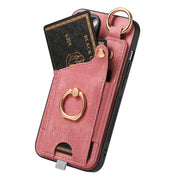 For iPhone SE 2024 Retro Skin-feel Ring Card Bag Phone Case with Hang Loop(Pink)