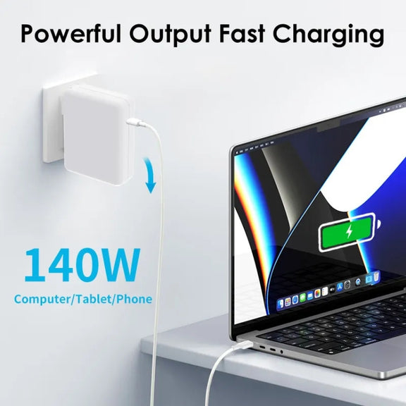PD3.1 140W USB-C PD Laptop Power Adapter + 2m 5A USB-C to USB-C Data Cable AU Plug
