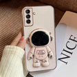 For Samsung Galaxy A34 5G Electroplating Astronaut Holder Phone Case(Pink) - Galaxy Phone Cases by PMC TechLife | Online Shopping South Africa | PMC TechLife