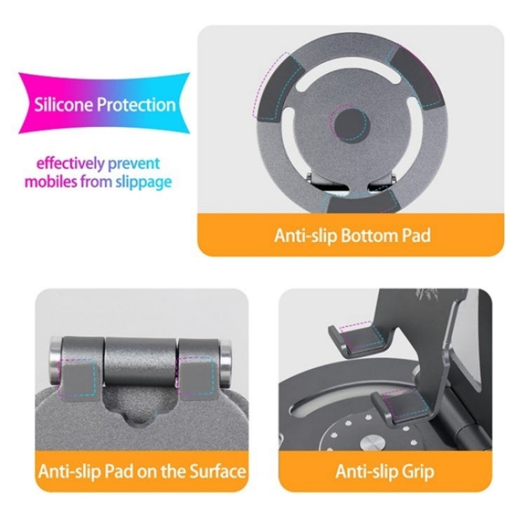 G60 Portable Folding 360-Degree Rotating Desktop Phone Tablet Holder(Grey)