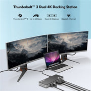 WAVLINK UTD21H 11 in 1 4K Dual DisplayPort Hub Converter Thunderbolt 3 Docking Station, Plug:AU Plug