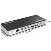 WAVLINK UTD21H 11 in 1 4K Dual DisplayPort Hub Converter Thunderbolt 3 Docking Station, Plug:UK Plug