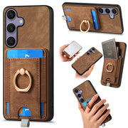 For Samsung Galaxy S25 5G Retro Splitable Magnetic Card Bag Leather Phone Case(Brown)