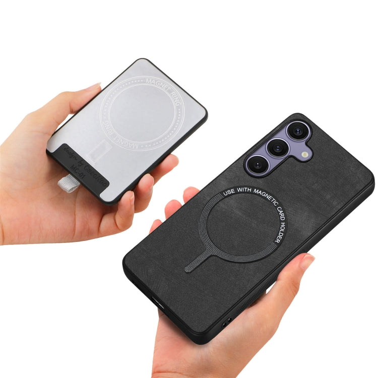 For Samsung Galaxy S25+ 5G Retro Splitable Magnetic Card Bag Leather Phone Case(Black)