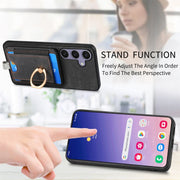 For Samsung Galaxy S25+ 5G Retro Splitable Magnetic Card Bag Leather Phone Case(Black)