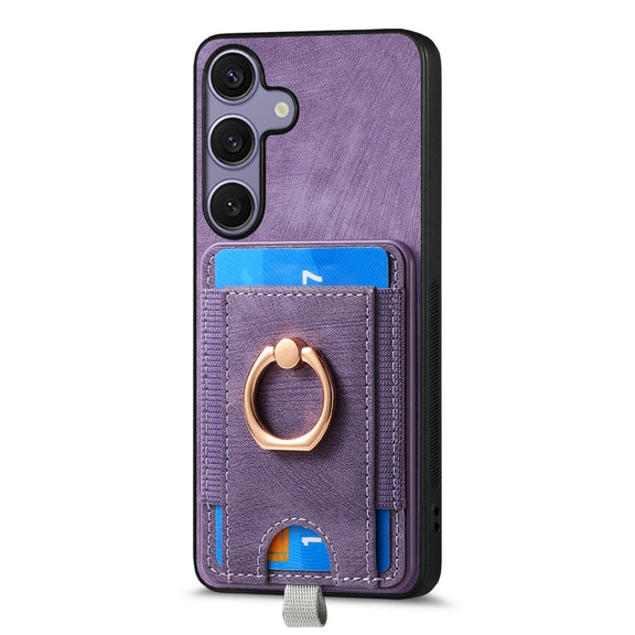 For Samsung Galaxy S25+ 5G Retro Splitable Magnetic Card Bag Leather Phone Case(Purple)