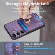 For Samsung Galaxy S25+ 5G Retro Splitable Magnetic Card Bag Leather Phone Case(Purple)