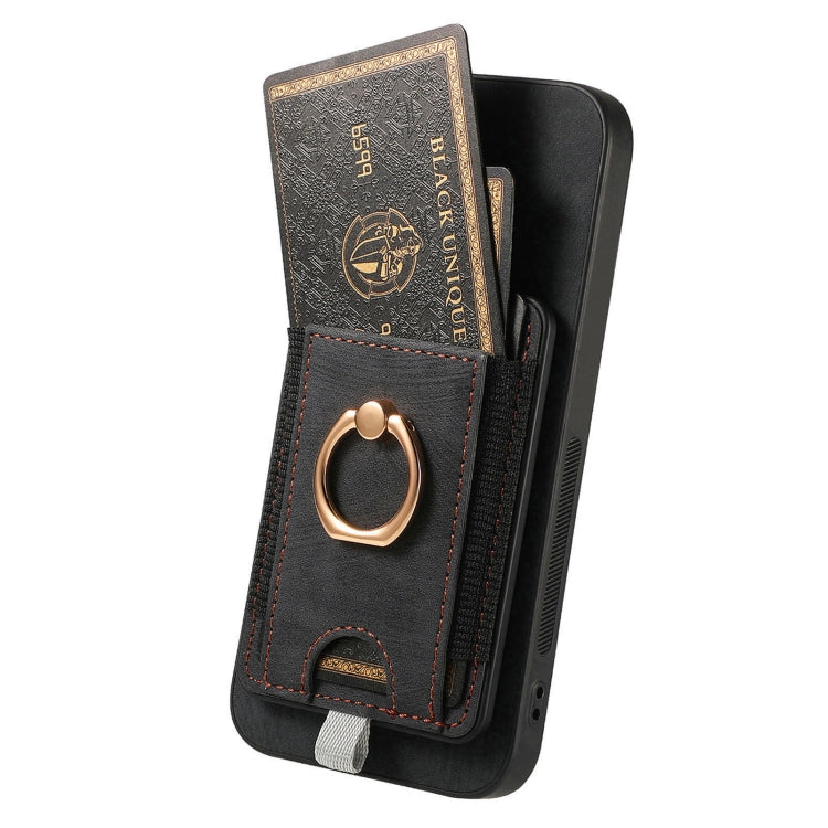 For Samsung Galaxy S25 Ultra 5G Retro Splitable Magnetic Card Bag Leather Phone Case(Black)