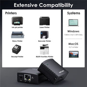 WAVLINK NU72P11 100Mbps Network Print Server USB 2.0 Network Printer Power Adapter(EU Plug)