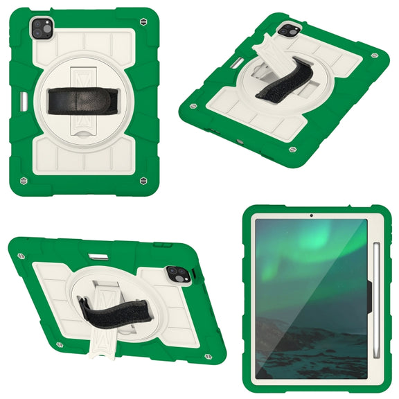 For iPad Air 11 2025 / 2024 Silicone Hybrid PC Shockproof Tablet Case with Shoulder Strap(Classic Green)