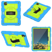 For iPad Air 11 2024 Silicone Hybrid PC Shockproof Tablet Case with Shoulder Strap(Bluish-Green)