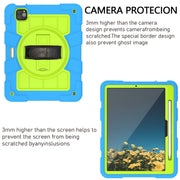 For iPad Air 11 2024 Silicone Hybrid PC Shockproof Tablet Case with Shoulder Strap(Bluish-Green)