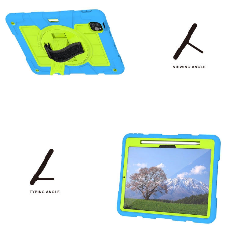 For iPad Air 11 2024 Silicone Hybrid PC Shockproof Tablet Case with Shoulder Strap(Bluish-Green)