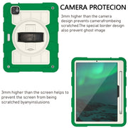 For iPad Pro 11 2024 Silicone Hybrid PC Shockproof Tablet Case with Shoulder Strap(Classic Green)