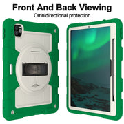 For iPad Pro 11 2024 Silicone Hybrid PC Shockproof Tablet Case with Shoulder Strap(Classic Green)