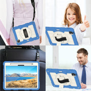 For iPad Pro 11 2024 Silicone Hybrid PC Shockproof Tablet Case with Shoulder Strap(Azure Blue)