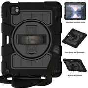 For iPad Pro 11 2024 Silicone Hybrid PC Shockproof Tablet Case with Shoulder Strap(Black)