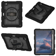 For iPad Pro 11 2024 Silicone Hybrid PC Shockproof Tablet Case with Shoulder Strap(Black)