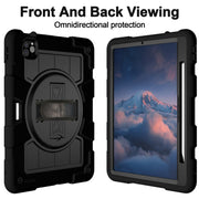 For iPad Pro 11 2024 Silicone Hybrid PC Shockproof Tablet Case with Shoulder Strap(Black)
