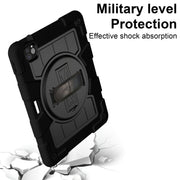 For iPad Pro 11 2024 Silicone Hybrid PC Shockproof Tablet Case with Shoulder Strap(Black)