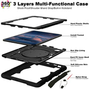 For iPad Pro 11 2024 Silicone Hybrid PC Shockproof Tablet Case with Shoulder Strap(Black)
