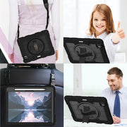 For iPad Pro 11 2024 Silicone Hybrid PC Shockproof Tablet Case with Shoulder Strap(Black)