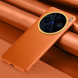 For vivo X100 Pro Plain-leather All-inclusive Shockproof Phone Case(Orange) - X100 Pro Cases by PMC TechLife | Online Shopping South Africa | PMC TechLife