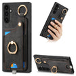 For Samsung Galaxy A25 Retro Skin-feel Ring Card Bag Phone Case with Hang Loop(Black) - Galaxy Phone Cases by PMC TechLife | Online Shopping South Africa | PMC TechLife | Buy Now Pay Later Mobicred