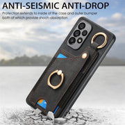 For Samsung Galaxy A25 Retro Skin-feel Ring Card Bag Phone Case with Hang Loop(Black)
