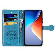 For Blackview A96 Cat and Dog Embossed Leather Phone Case(Blue)
