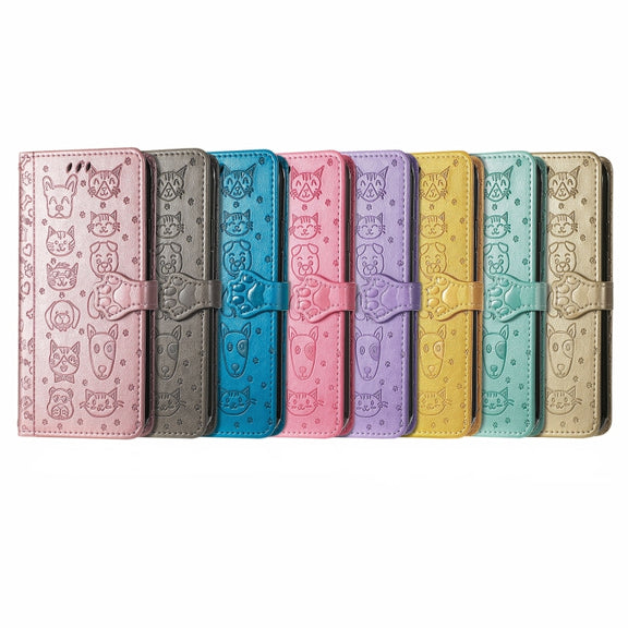 For Blackview A96 Cat and Dog Embossed Leather Phone Case(Rose Gold)