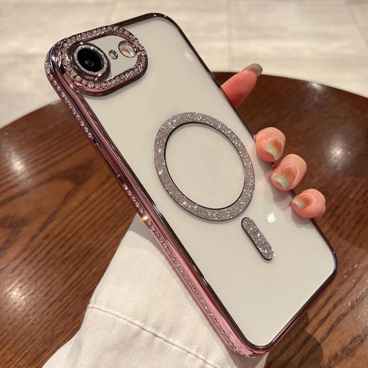 For iPhone 16e Diamond Plated MagSafe TPU Phone Case(Pink)