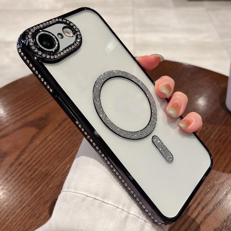For iPhone 16e Diamond Plated MagSafe TPU Phone Case(Black)