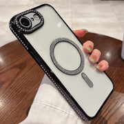 For iPhone 16e Diamond Plated MagSafe TPU Phone Case(Black)